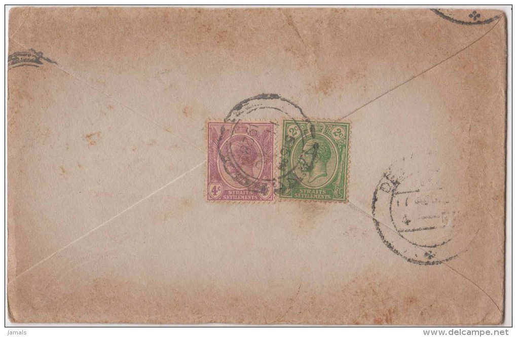 King George V, Straits Settlements, Commercial Cover, Penang To India, As Per The Scan - Straits Settlements