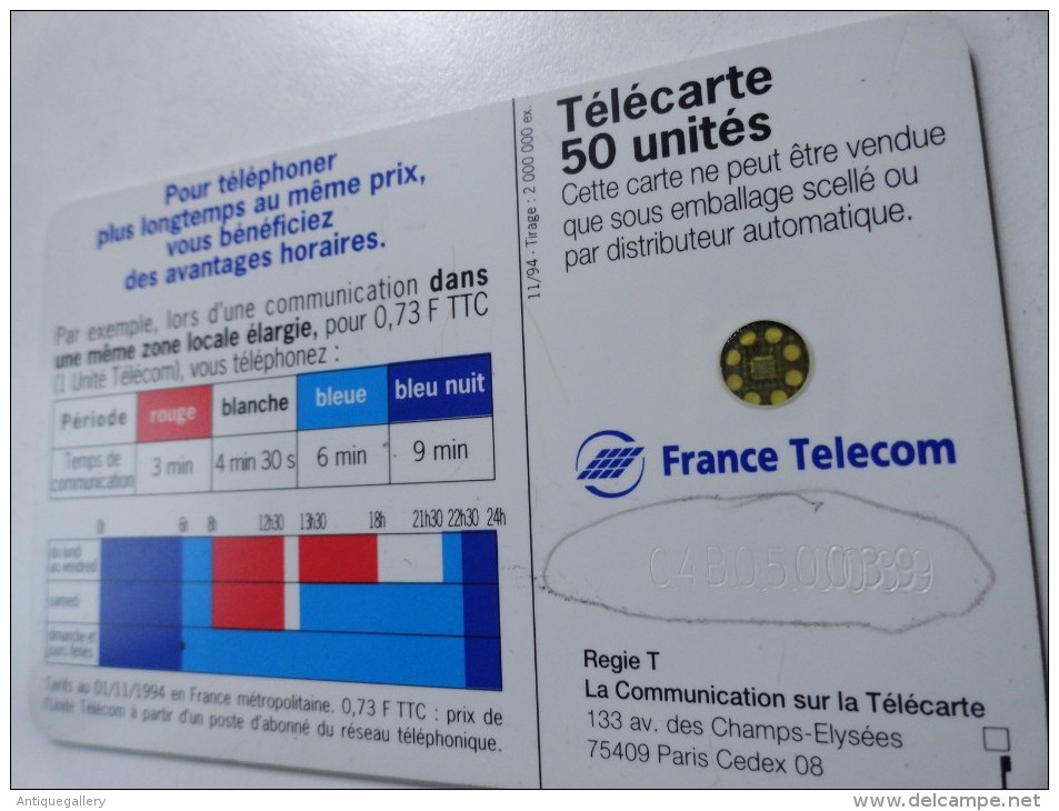 RARE : DOUBLE FRAPPE NUMEROTATION SUR SOLEIL ROUGE 50U SC5 USED CARD - Variétés