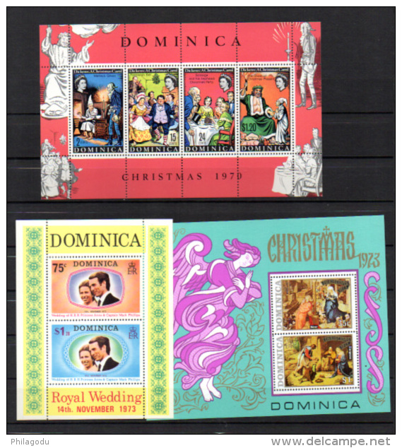 2 Feuillet MI 237/240**2 Bf 2**, 2 Bf 4**,10 Bf20**, Bf21**, Cote 45 € - Dominica (...-1978)
