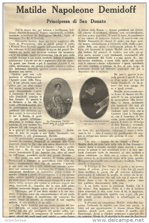 Firenze, 1926, Matilde Napoleone Demidoff Principessa Di San Donato, Articolo Illustrato Di Rodolfo Gazzaniga. - Documents Historiques