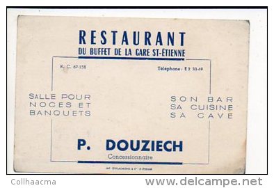 Carte De Visite Publicitaire "P. Douziech,Bar,Restaurant Du Buffet De La Gare " à Saint Etienne - Cartes De Visite