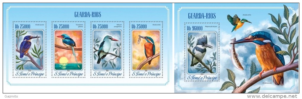 S. Tomè 2014, Bird, Kingfisher, 4val In BF +BF - Albatrosse & Sturmvögel