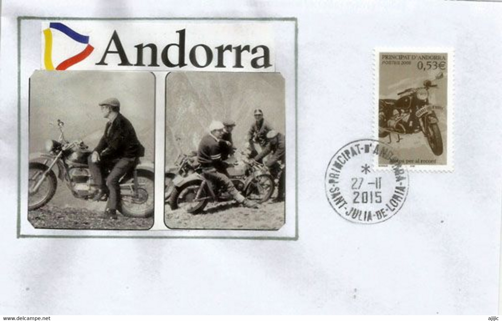 ANDORRE.Moto Ancienne De La Police Andorrane, Sur Lettre , Village De Sant Julia - Storia Postale