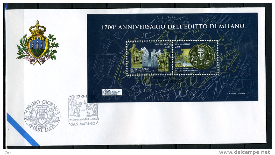 2013 - SAN MARINO - SAINT-MARIN -  1700° Anniversario Dell’editto Di Milano -  FDC - Used Stamps