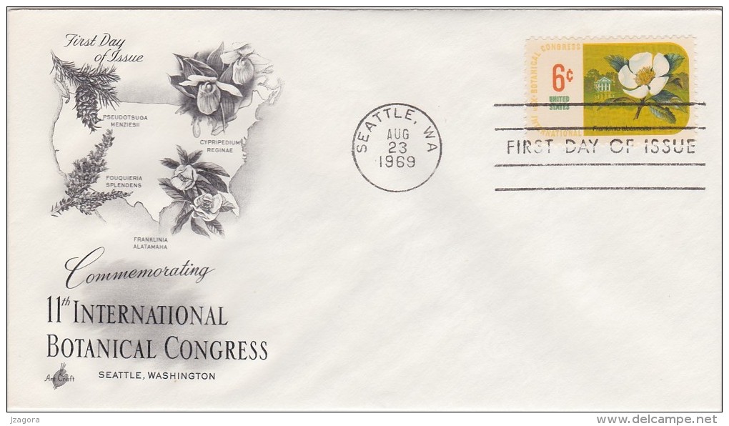 TEA PLANT Teepflanze PLANTE À THÉ - FRANKLINIA ALATAMAHA USA 1969  FDC Botanical Congress Congrès Botanique Botanischer - Geneeskrachtige Planten