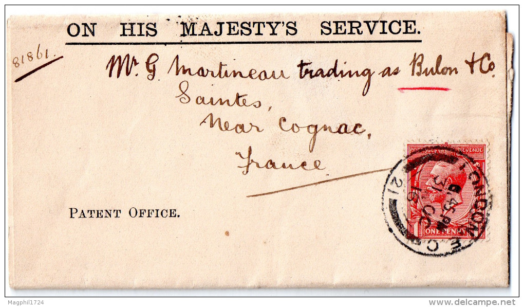 Timbres Sur Lettre(gb France 1916) - Postmark Collection