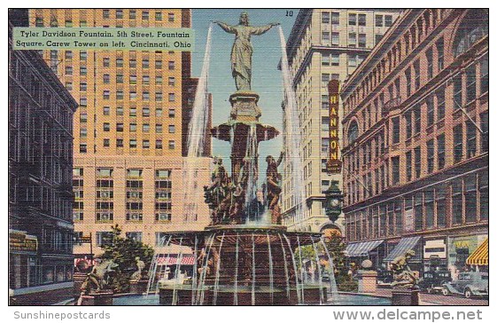 Tyler Davideon Fountain 5th Street Fountain Square Carew Tower On Left Cincinnati Ohio - Cincinnati