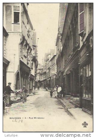 Bourges  18    La Rue Mirabeau Animée-Boucherie-Epicerie Et Peinture-Vitrerie - Bourges