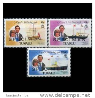 TUVALU 1981 - Scott# 157-61 R.Wed.Specimen Set Of 3 MNH (XU549) - Tuvalu