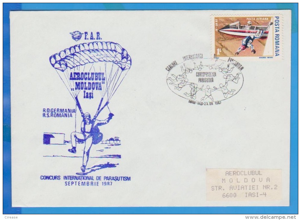 ROMANIA  Parachutting Skydiving Cover 1987 - Parachutting