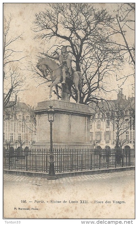 PARIS - 75 -  CPA DOS SIMPLE De La Statue De La Statue De Louis XIII à La Place Des Vosges   - ENCH11  - - Statues