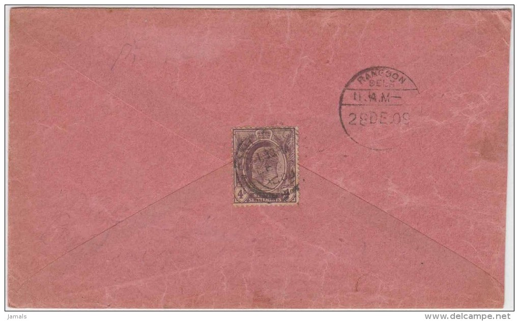 King Edward, Straits Settlements, Commercial Cover, Singapore To Rangoon, As Per The Scan - Straits Settlements