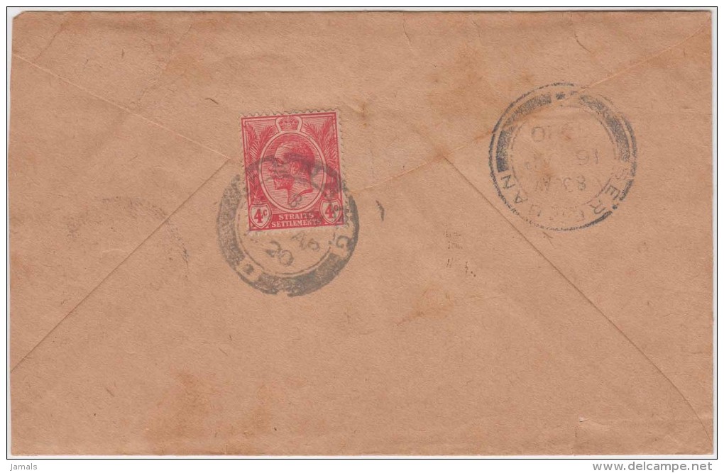 King George V, Straits Settlements, Commercial Cover, Penang To Seremban, As Per The Scan - Straits Settlements