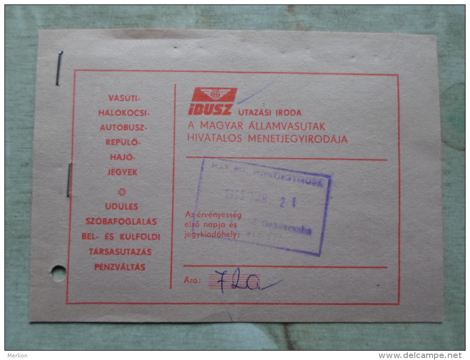 Hungary Railway -train Tickets   1985    PR100.2 - Spoorweg