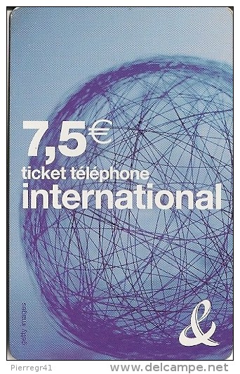 TICKET TELEPHONE-7.5€-INTERNATIO NAL-30/12/2008-TBE - FT