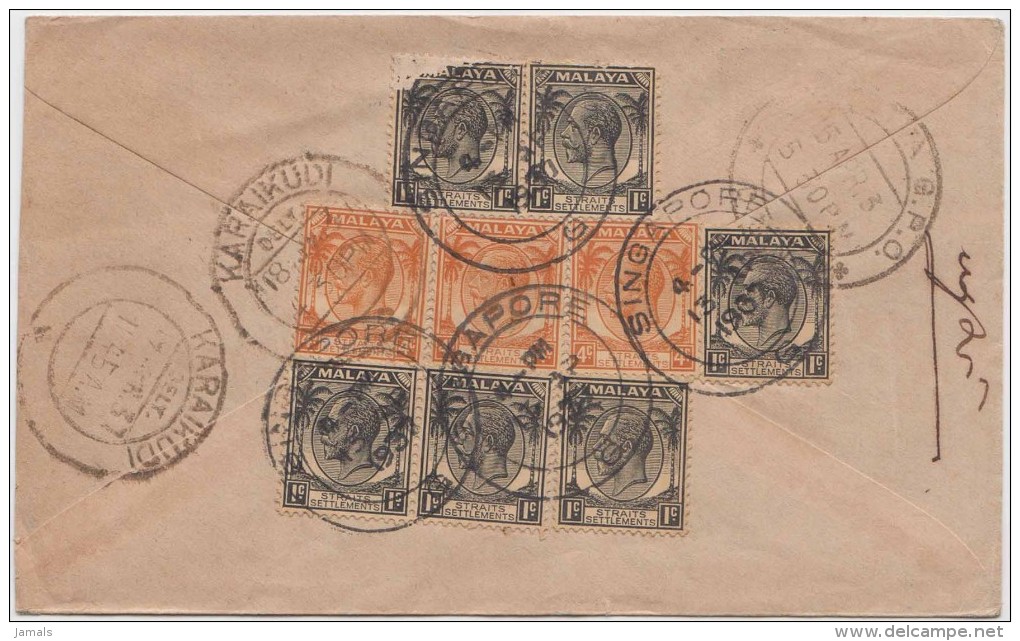 King George V, Straits Settlements, Commercial Cover Singapore To India, As Per The Scan - Straits Settlements