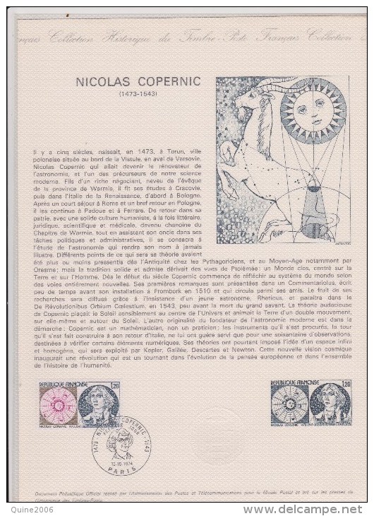 1974 DOCUMENT PHILATHELIQUE NICOLAS COPERNIC - Postdokumente