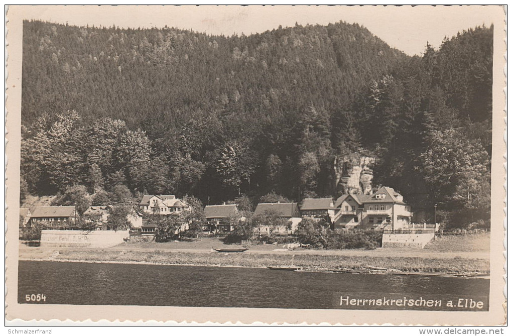 AK Herrnskretschen Hrensko Gasthof Hotel Cafe A Schmilka Schöna Schandau Tetschen Decin Niedergrund Böhmische Schweiz - Sudeten