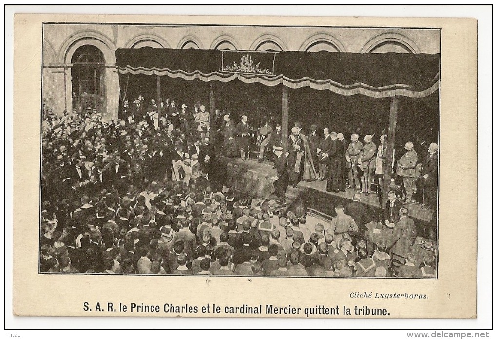 S1705 - Institut St Louis Bruxelles - Inauguration Du Mémorial (29/7/1922) - Le Prince Charles Et Le Cardinal Mercier - Inauguraciones