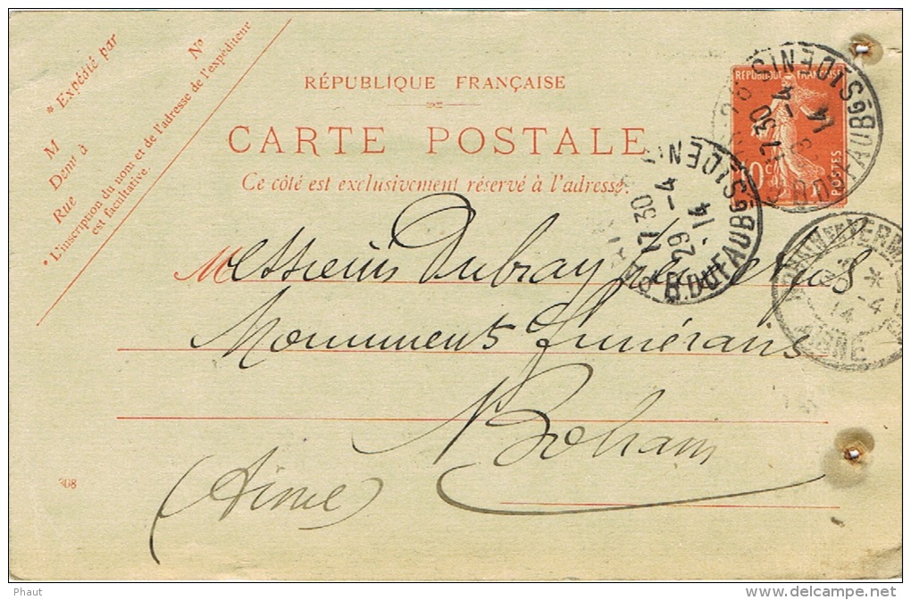 ENTIER POSTAL REPIQUE CHEMINS DE FER DU NORD - Overprinter Postcards (before 1995)