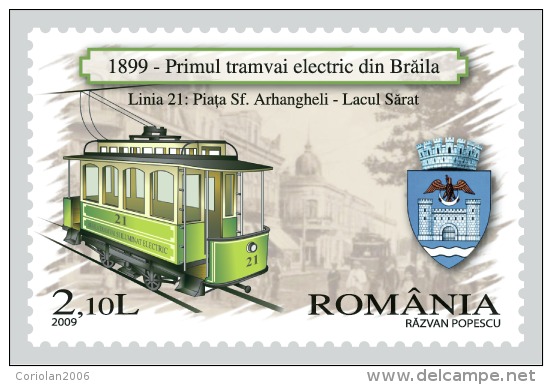 Romania 2009 / Electric Trams / Complete Set With 5 Stamps - Tranvie