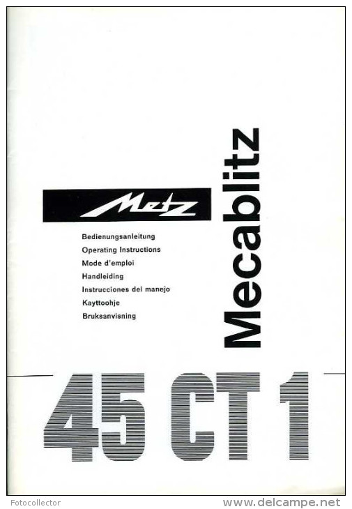 Manuel D´utilisation Du Flash Photo Metz Mecablitz 45 CT 1 (photographie) - Material Y Accesorios