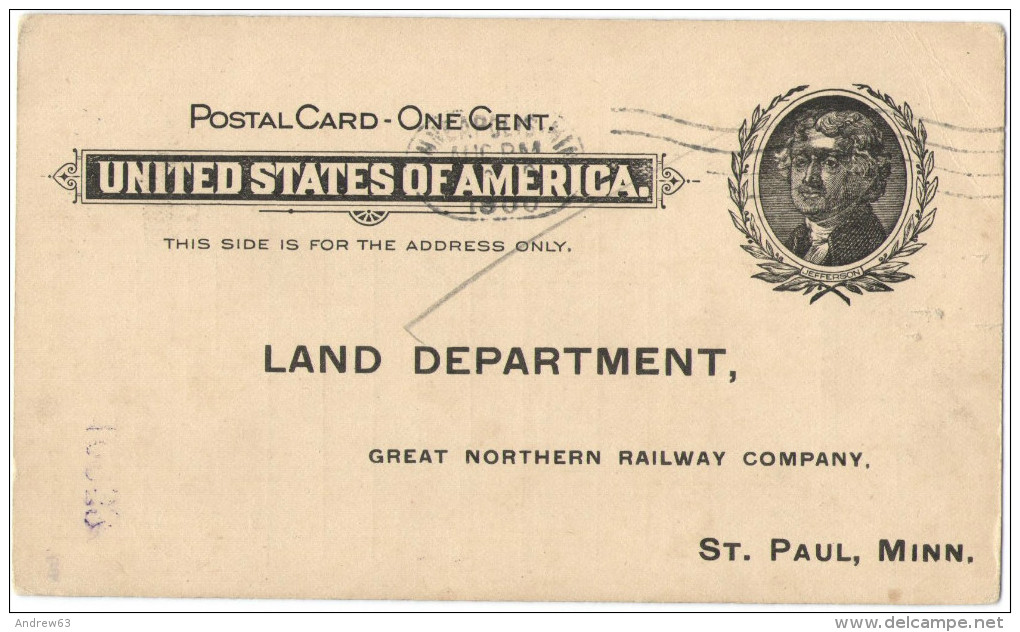 STATI UNITI - UNITED STATES - USA - US - 1900 - Postal Card One Cent - Intero Postale - Entier Postal - Postal Statio... - ...-1900