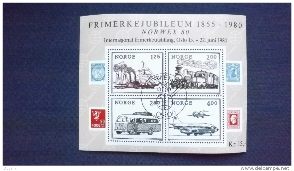 Norwegen 817/20 Block 3 Oo/FDC-cancelled, Int. Briefmarkenausstellung NORWEX ’80, Oslo - 125 J. Norwegische Briefmarken - Blocs-feuillets