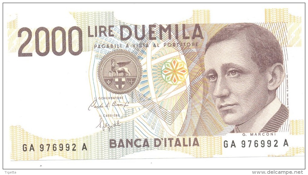 ITALIA BANCONOTA DA LIRE 2000  MARCONI SERIE GA 976992 A   FDS - 2000 Lire