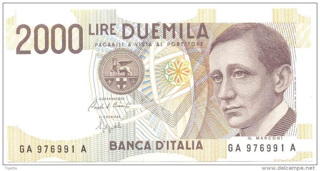 ITALIA BANCONOTA DA LIRE 2000  MARCONI SERIE GA 976991 A   FDS - 2000 Lire