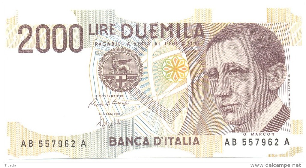 ITALIA BANCONOTA DA LIRE 2000  MARCONI SERIE AB 557962 A   FDS - 2000 Lire