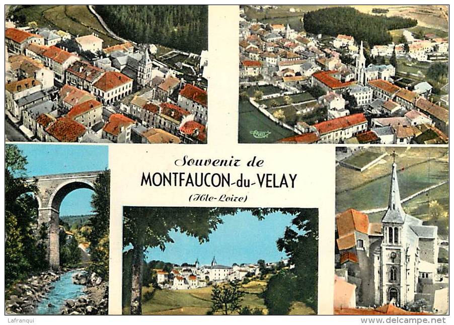 Haute Loire -gd Format Div-ref M402- Souvenir De Monfaucon Du Velay -multivues  -carte Bon Etat - - Montfaucon En Velay