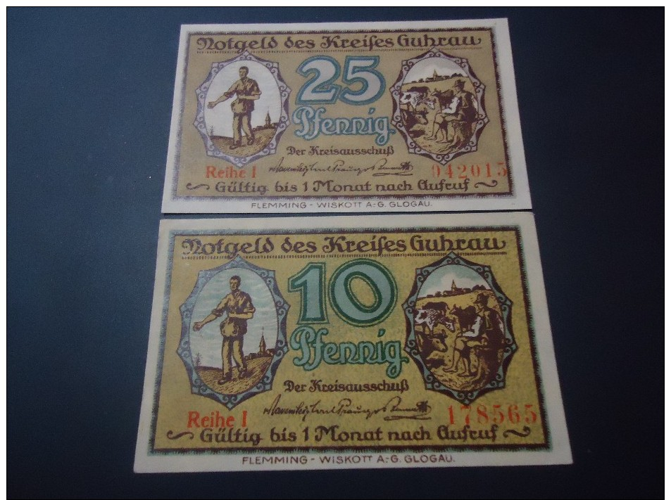 DEUTSCHLAND GUHRAU  JETZT IN POLEN GORA      2 SCHEINE, KASSENFRISCH, REIHE I ( 7341 ) - [11] Local Banknote Issues