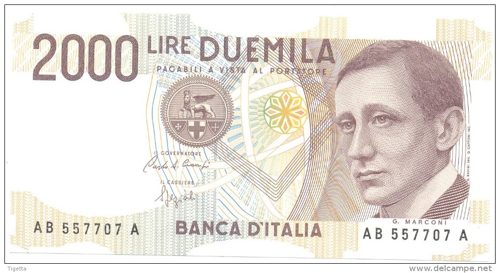 ITALIA BANCONOTA DA LIRE 2000  MARCONI SERIE AB 557707 A   FDS - 2000 Lire