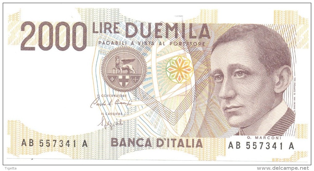 ITALIA BANCONOTA DA LIRE 2000  MARCONI SERIE AB 557341 A   FDS - 2000 Lire