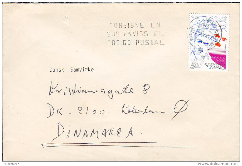 Spain Slogan NUEVA ANDALUCIA 1989 Cover Letra To Denmark Charlie Chaplin Stamp - Briefe U. Dokumente