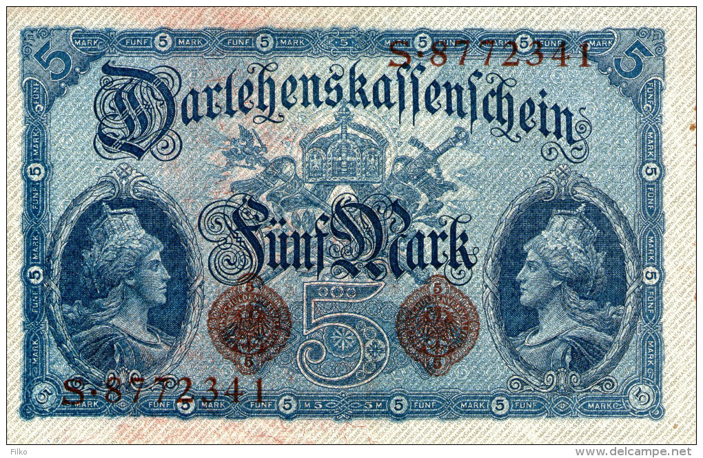 Germany,5 Mark,5.8.14,P.47b, Serie: S.8772341, 7 Stellig,see Scan - 5 Mark