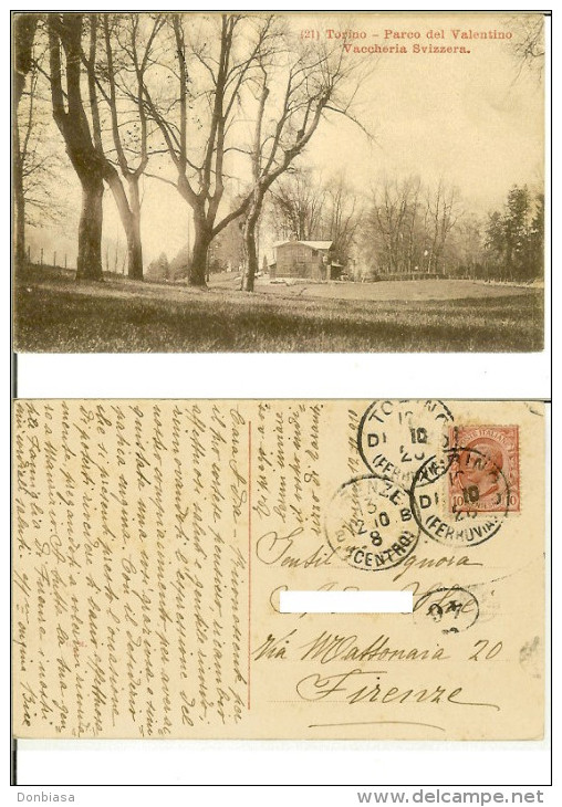 Torino: Parco Del Valentino - Vaccheria Svizzera. Cartolina Fp Viag. 1910 - Parcs & Jardins