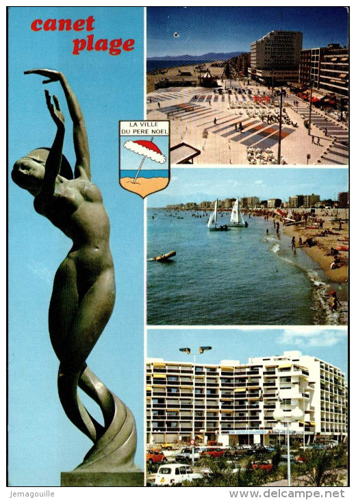 CANET ST NAZAIRE EN ROUSSILLON 66 - La Statue Fille Du Soleil Et De La Mer - Multivues - O-3 - Canet En Roussillon
