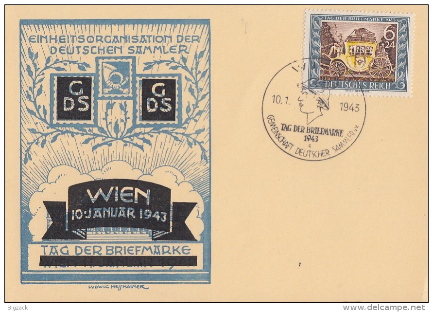 DR Sonderkarte Wien EF Minr.828 SST Wien 10.1.43 FDC - Briefe U. Dokumente