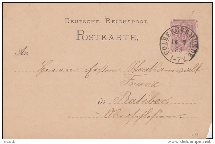 DR Ganzsache Nachv. Stempel Colbergermünde 14.7.83 - Briefe U. Dokumente