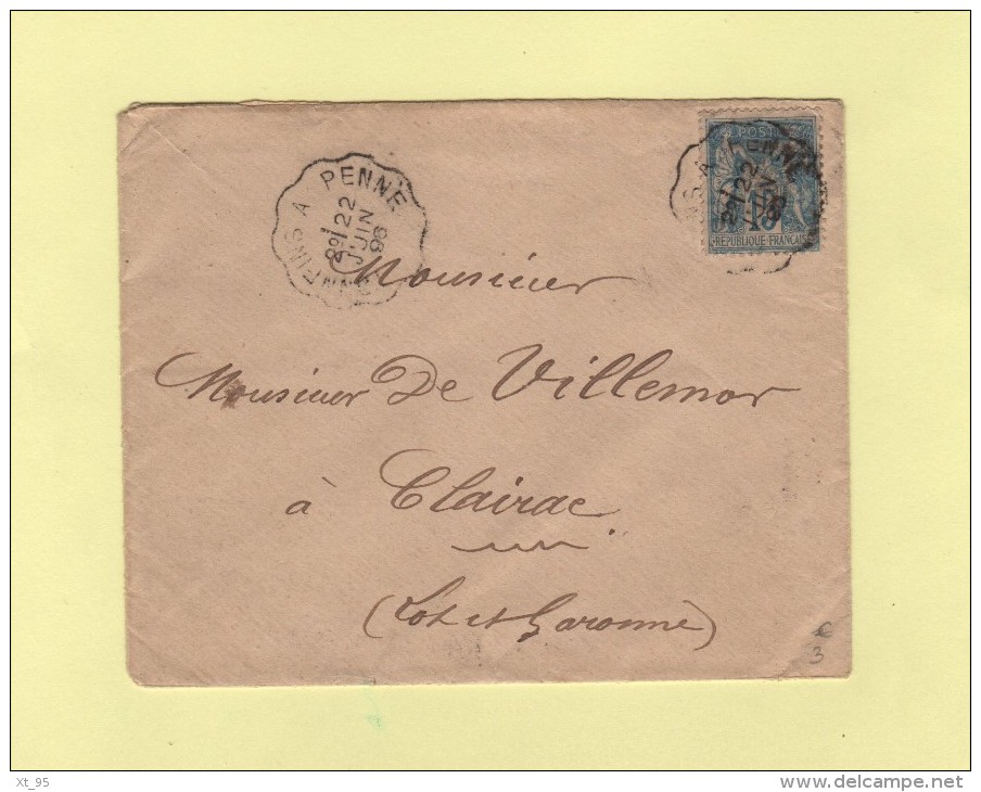 Convoyeur Tonneins A Penne - 22 Juin 1896 - Type Sage - Bahnpost