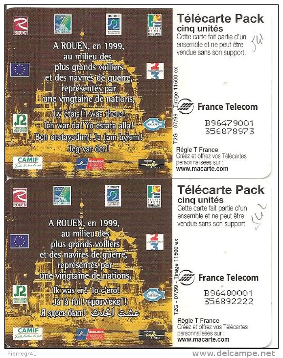 2-CARTES-PUCE-PRIVEE-5U-G EM2-07/99-PUZZLE ARMADA1& 2-ROUEN-06-1999-NEUVE-TBE -LUXE - 5 Unités