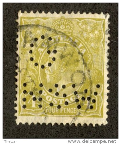 7684x   Australia 1933  Scott #118 Perfin G NSW    (o) Offers Welcome! - Officials