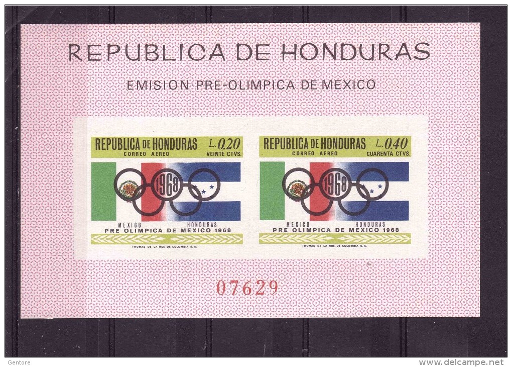 HONDURAS1968 Olympic Games Block IMPERFORATED  Yvert Cat. N° Absolutely Perfect MNH ** - Honduras