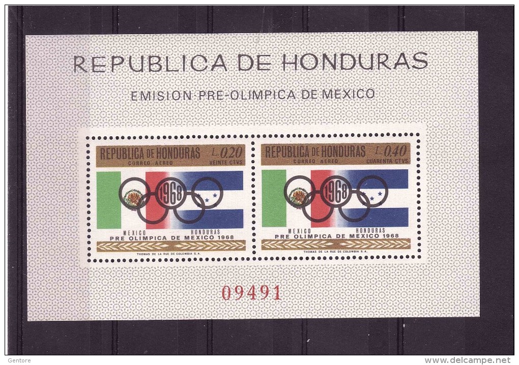 HONDURAS1968 Olympic Games Block   Yvert Cat. N° Absolutely Perfect MNH ** - Honduras