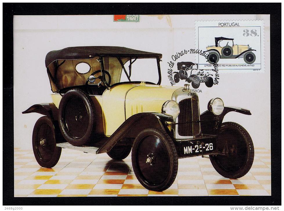 OEIRAS Citroen Torpedo 5HR Old Automobiles Museum Portugal Transports TRIPLE Carte Postale Maximum Card Mc045 - Cars