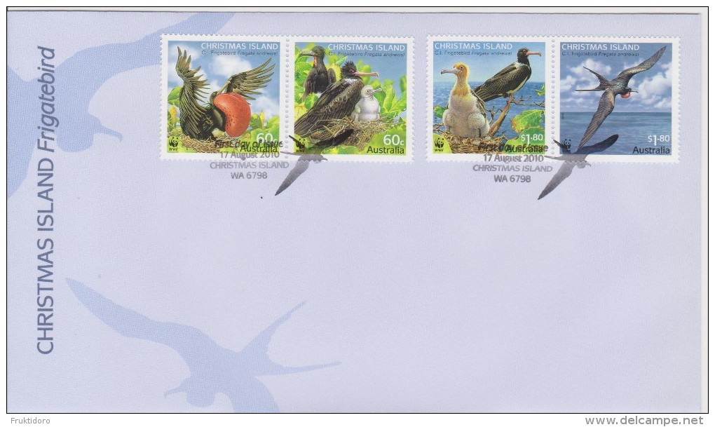 Christmas Island FDC Mi 681-684 - Frigatebird - Fregata Andrewsi - 2010 - Christmaseiland