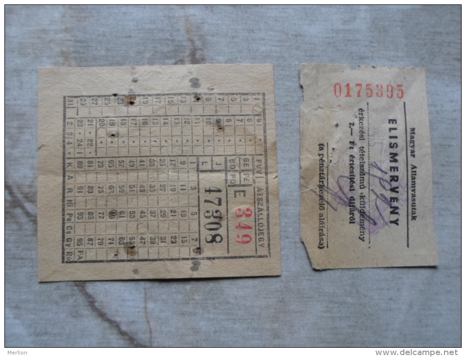MÁV Hungary   Train Ticket +parcel Ticket   Ca 1950's  PR110.4 - Europe