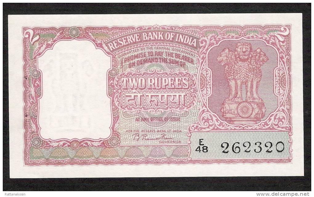 INDIA P28  2 RUPEES  ND 1957  Signature 72  UNC.  2 P.h. ! - Inde